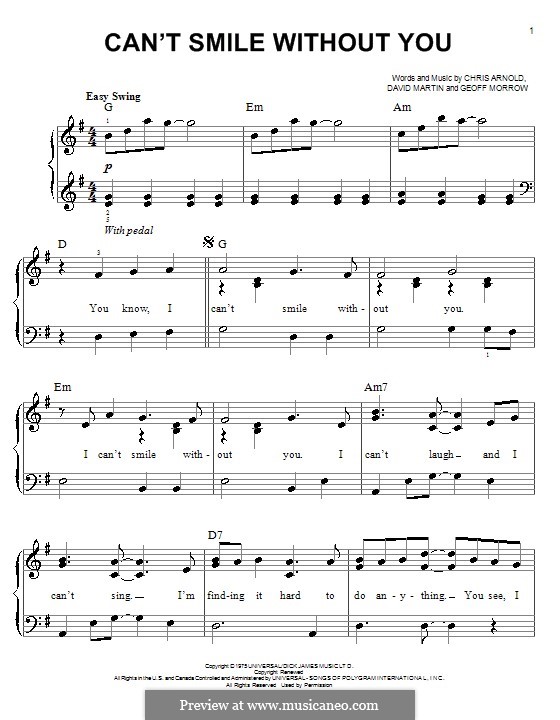 Barry Manilow can't smile without you. Barry Manilow - can't smile without you Ноты для фортепиано. I cant smile without you Ноты. Cant smile without you Ноты.