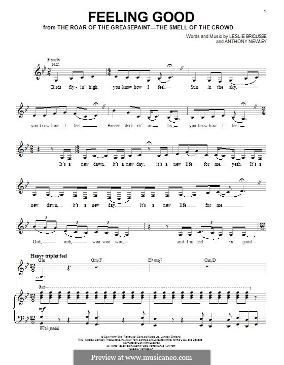 Am feel good. Feeling good Ноты. Feeling good Nina Simone Ноты для фортепиано. Feeling good Ноты для саксофона. Feel good Ноты для фортепиано.