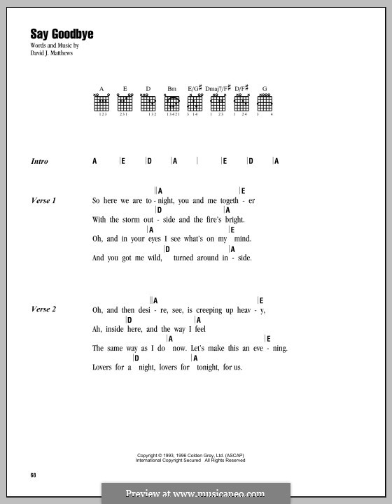 Say Goodbye (Dave Matthews Band) Von D.J. Matthews - Noten Auf MusicaNeo