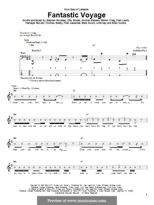 lakeside fantastic voyage bass tab