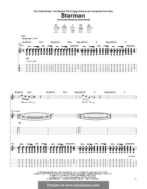 Starman Von D. Bowie - Noten Auf MusicaNeo