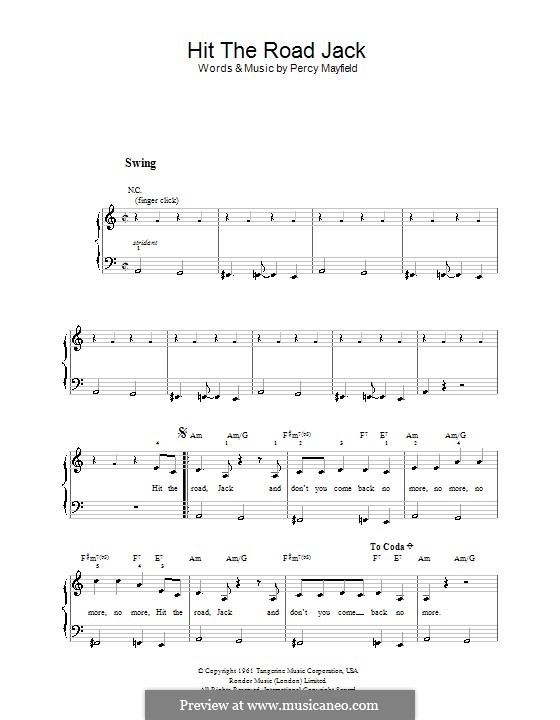 Текст песни хит. Hit the Road Jack ray Charles Ноты. Hit the Road Jack на фортепиано. Ray Charles Hit the Road Jack Ноты для фортепиано. Ноты для фортепиано Hit the Rock Jack.