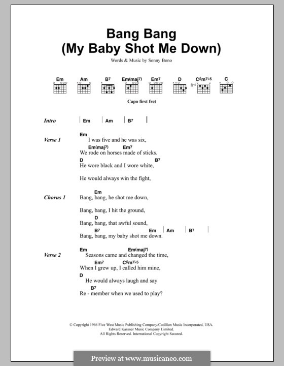 Bling bang bang ноты. Bang Bang Nancy Sinatra текст. Bang Bang my Baby shot me down Nancy Sinatra. My Baby shot me down текст. Bang Bang аккорды.