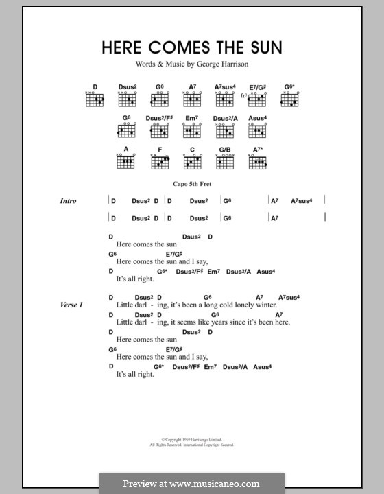 Here Comes the Sun (The Beatles) por G. Harrison Partituras on músicaNeo