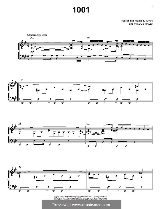 1001 (Yanni) Por M. Malek - Partituras On MúsicaNeo