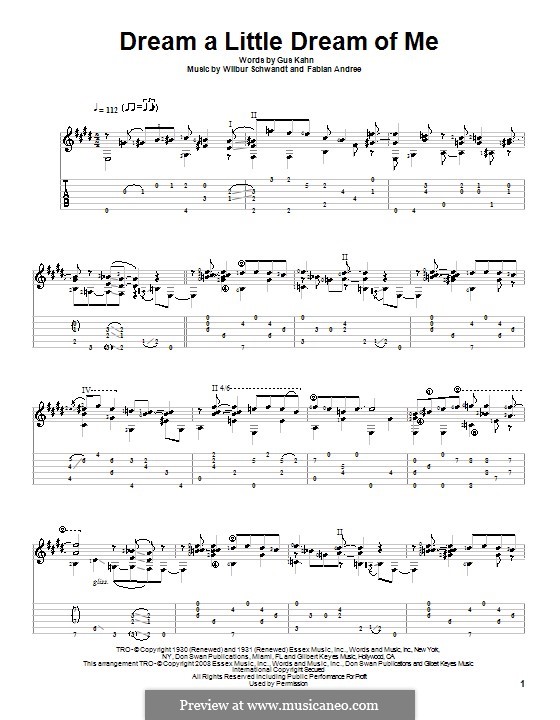 Dream a little dream. Dream a little of me Ноты для фортепиано. Dream a little Dream Ноты на гитаре. Dream a little Dream of me Ноты для голоса.