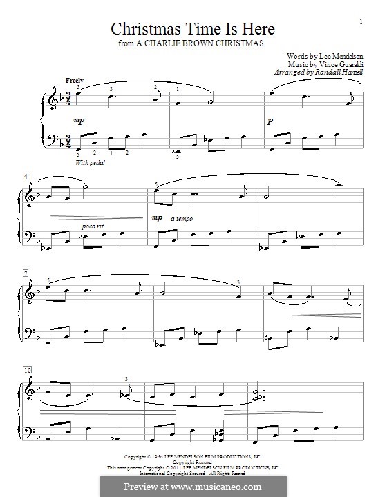 Christmas Time is Here (from A Charlie Brown Christmas), for Piano por