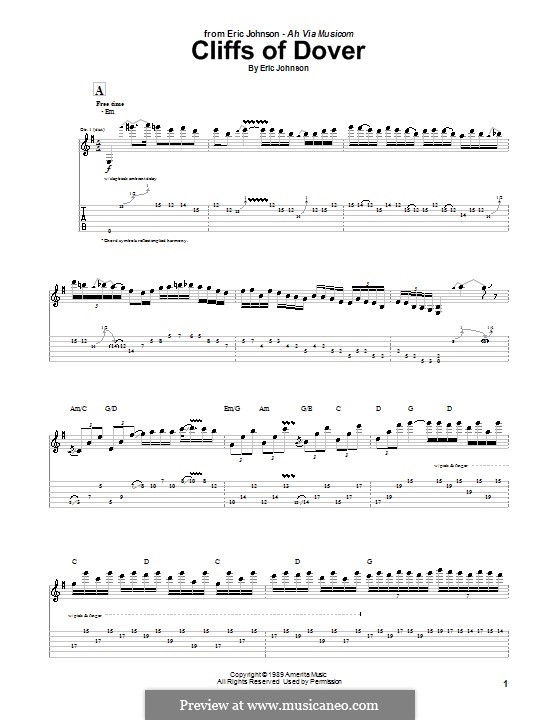 eric johnson cliffs of dover guitar pro tab