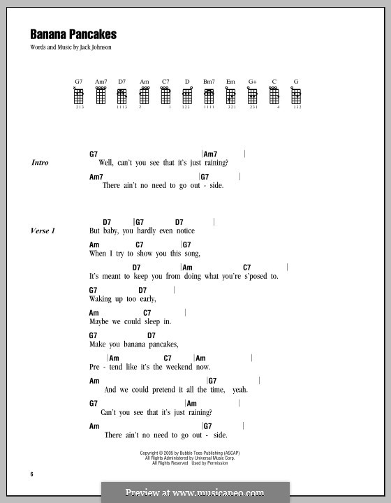 banana pancakes guitar sheet music