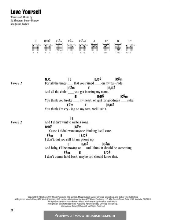 Acordes Love Yourself Justin Bieber