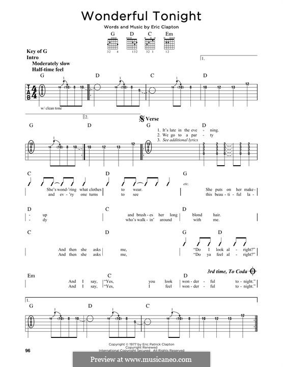 Super Partituras - Wonderful Tonight v.5 (Eric Clapton), com cifra