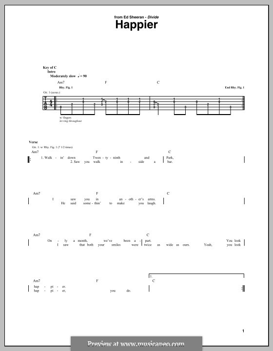 Happier Por E. Sheeran, B. Levin, R.B. Tedder - Partituras On MúsicaNeo