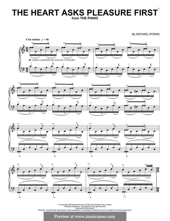 Super Partituras - The Heart Asks Pleasure First (The Piano) (Temas), com  cifra