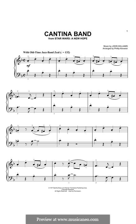 cantina band ragtime piano sheet music