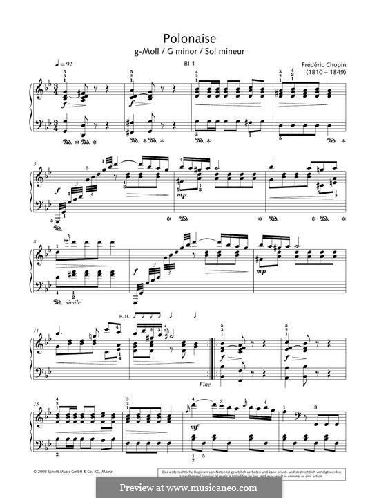 Polonaise In G Minor, B.1 KK IIa/1 Por F. Chopin Em MúsicaNeo