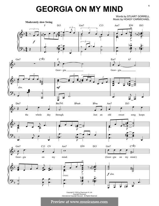 georgia on my mind PIANO chords easy
