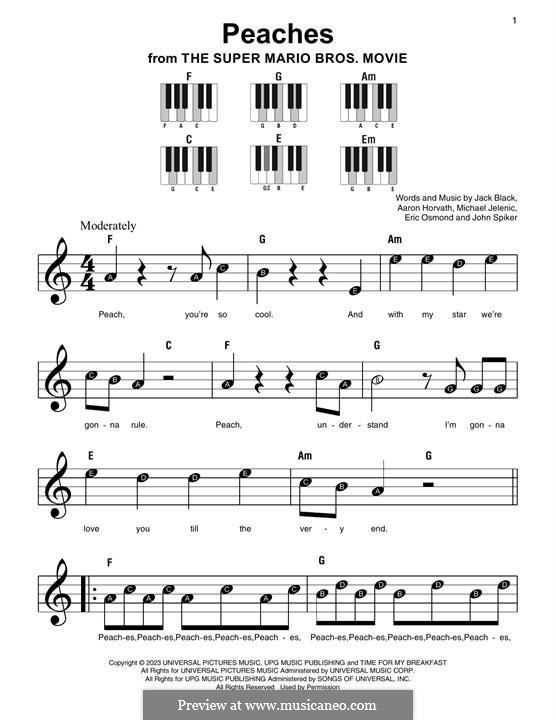 🍄 PEACHES (Super Mario Bros) 🔶 Partitura para PIANO *GRATIS* 