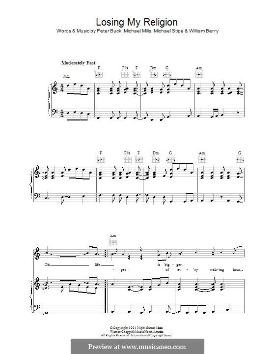 Loosing my religion r e m. Losing my Religion Ноты для гитары. Losing my Religion аккорды. Losing my Religion Ноты для фортепиано. R.E.M. - losing my Religion табы для гитары Ноты.