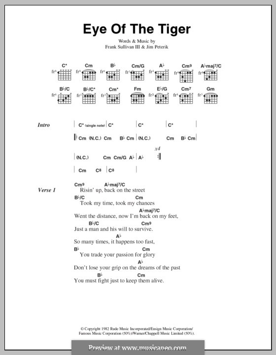 Музыка глаз аккорды. Eye of the Tiger табы для гитары. Way of the Tiger аккорды. Eye of the Tiger аккорды для гитары. Eye of the Tiger текст.