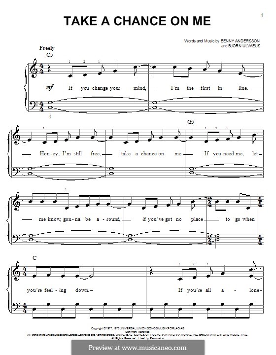 Take a chance on me перевод. Take a chance on me ABBA Ноты. Take on me Ноты. Take on me фортепиано. ABBA take a chance on me текст.