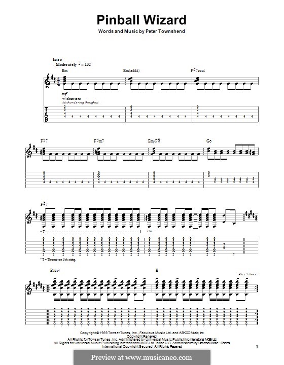 intro to pinball wizard chords