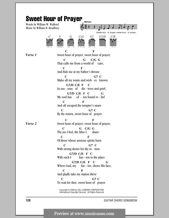 Sweet Hour of Prayer: Текст, аккорды by William Batchelder Bradbury.