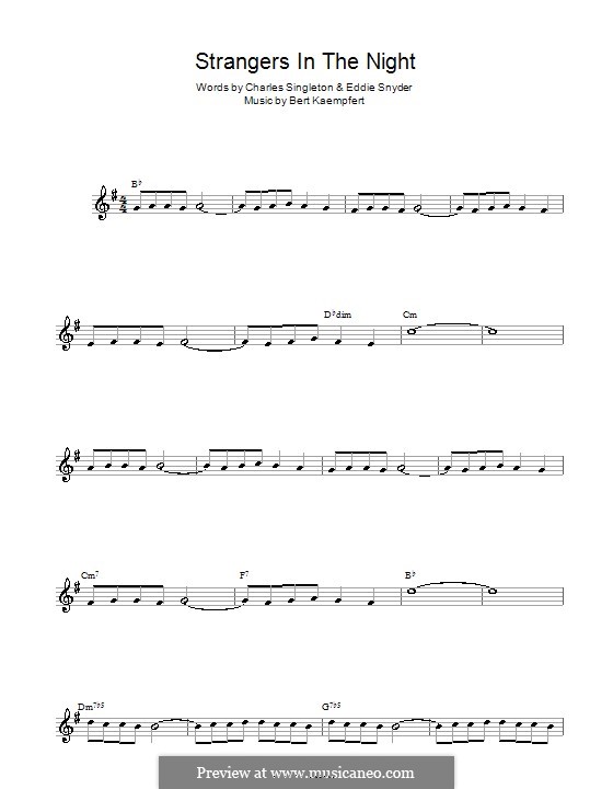 Stranger in the night. Strangers in the Night Frank Sinatra Ноты. Ноты Альт саксофон Синатра. Strangers in the Night Ноты для саксофона. Strangers in the Night Frank Sinatra Ноты для фортепиано.