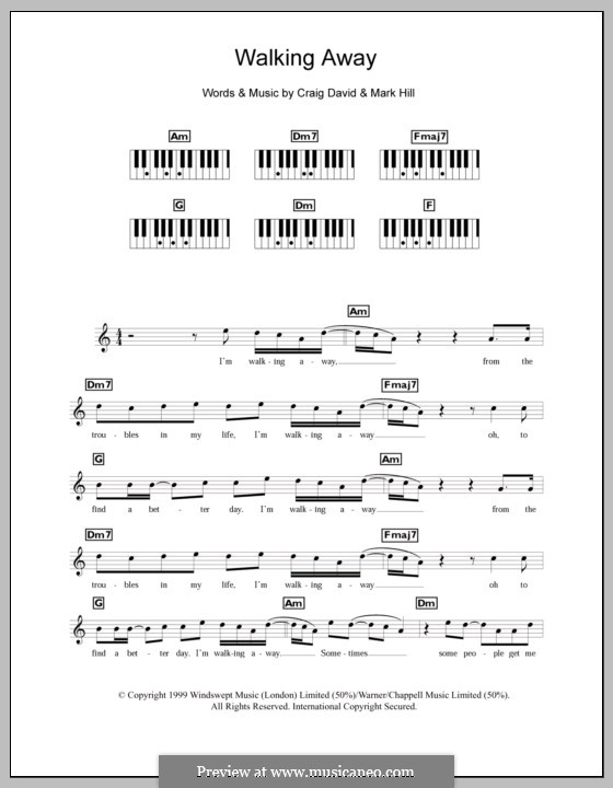 I m walking перевод. Craig David 7 Days аккорды. Get away Ноты. Craig David - Walking away. Ноты. If you go away Ноты для фортепиано.