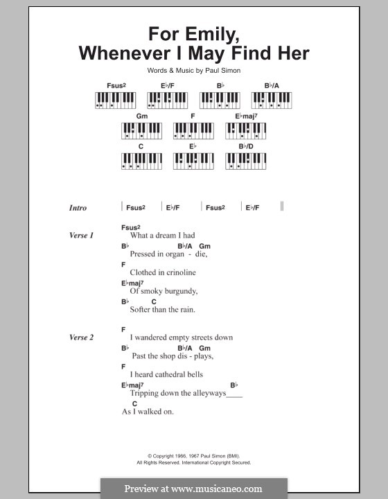 P. Simon: For Emily, Whenever I May Find Her (Simon & Garfunkel) на ...