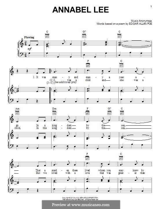 Folklore Annabel Lee ноты на Musicaneo 