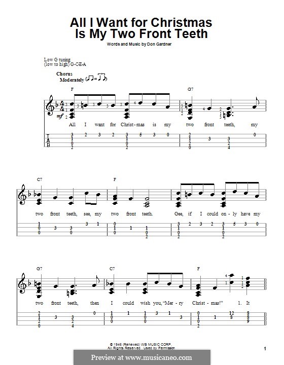 Текст песни all i want for christmas. All i want for Christmas is my two Front Teeth караоке. Teeth на гитаре. All i want for Christmas is my two Front Teeth слова на английском. Молодость Рождество на укулеле.