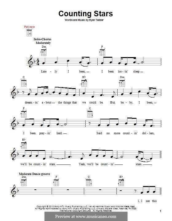 One republic counting stars перевод. Counting Stars Ноты. Counting Stars на укулеле. Counting Stars текст. Counting Stars Ukulele Tabs.