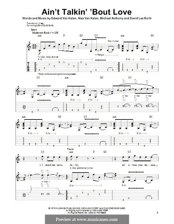 Van halen bout love. Ain't Talkin' 'bout Love. Van Halen Ain't Talkin' 'bout Love. Van Halen Ain't Talkin' 'bout Love табы. Van Halen Tabs.