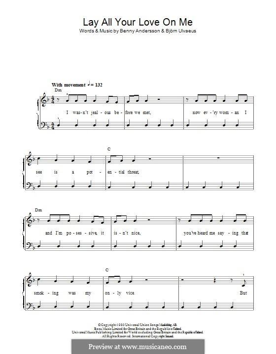 Lay all your love on me abba. ABBA lay all your Love on me. ABBA lay all your Love on me Ноты. ABBA Honey Ноты. Lay all your Love Ноты.