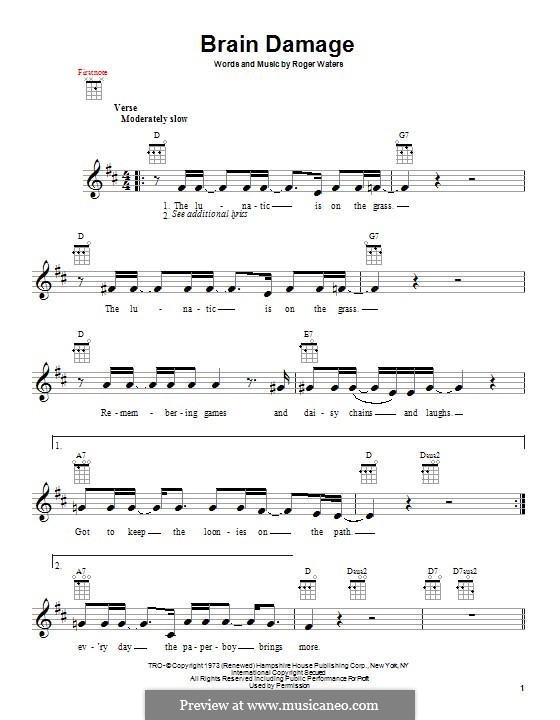 Brain damage pink floyd. Пинк Флойд Brain Damage Ноты. Пинк Флойд Ноты. Pink Floyd Ноты для фортепиано. Brain Damage Роджер Уотерс.