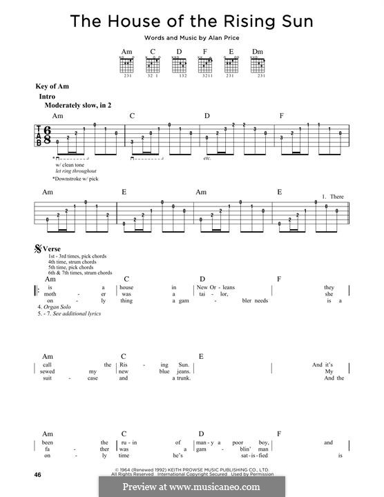 Animal rising sun текст. House of the Rising Sun табы для гитары. House of the Rising Sun аккорды. House of the Rising Sun табы. House of the Rising Sun Ноты для гитары.