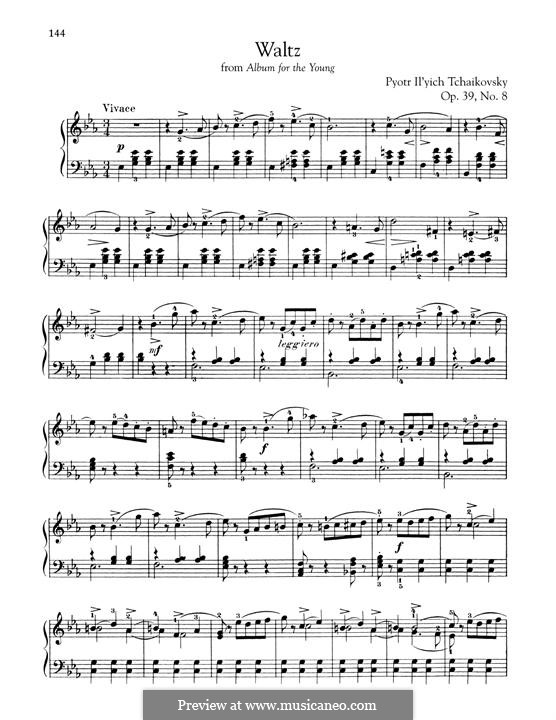 П. Чайковский: No.8 Вальс (Детский Альбом, TH 141 Op.39) Ноты На.